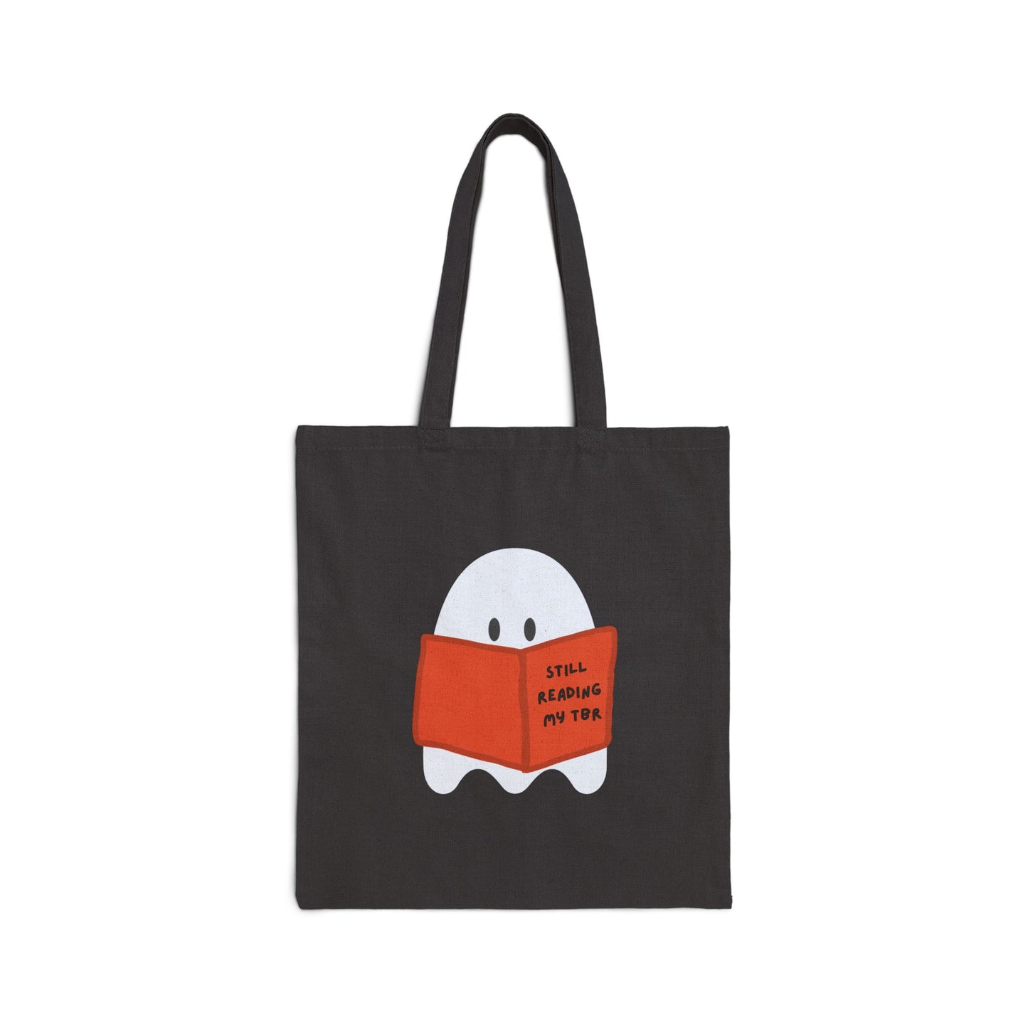 Still Reading My TBR Cotton Canvas Tote Bag-Halloween Ghost